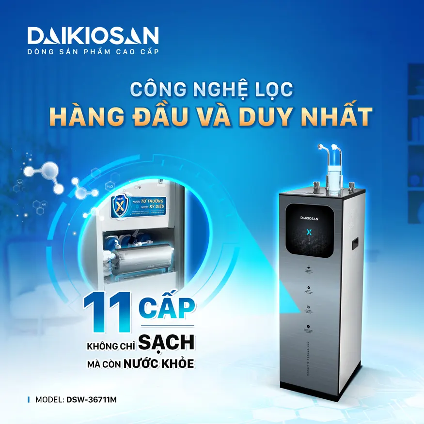  Máy Lọc Nước Từ Trường Nóng Nguội Lạnh Daikiosan DSW-36711M